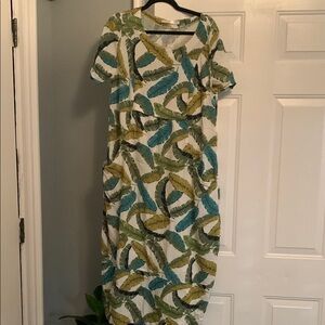 Leaf Print Maxi Dress